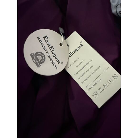 NWT New EastElegant Maternity Burgundy Cut-Out One Piece Swimsuit Size Medium - Picture 7 of 8